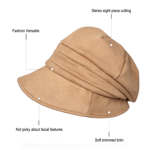 Personlig myk bredbremmet åttekantet lue Vinter Hold varm Kaldtett luer for fotturer utendørs Beige Beige