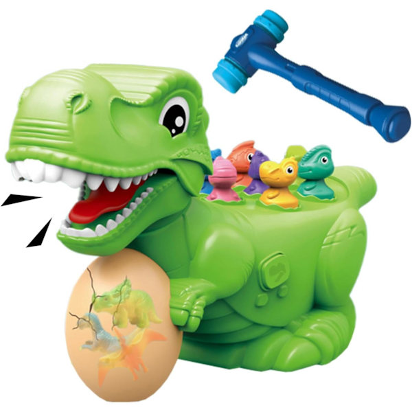 Dinosaur Hammering Leke for Barn | Lyd & Lys Interaktivt Slagspill for Tidlig Utvikling Green