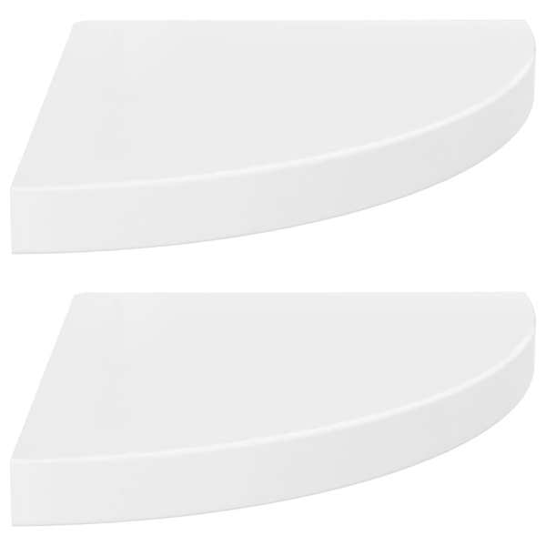 vidaXL Flytande Hörnhyllor 2 st Vit Högglans 35x35x3,8 cm MDF White Vit