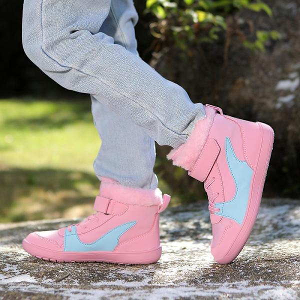 Lasten Paljasjalkakengät Talvi Talvikengät Lämmin Vuorattu Paljasjalkakengät Liukumattomat Talvisaappaat Kevyet Mukavat Vaelluskenkät Tytöille Pojille Kw02 pink 28 EU