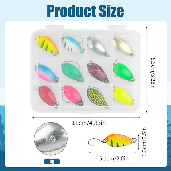 Öringbete Set, Metalliska Hårda Beteskedar med Förvaringslåda för Fiskeutrustning 12 pcs