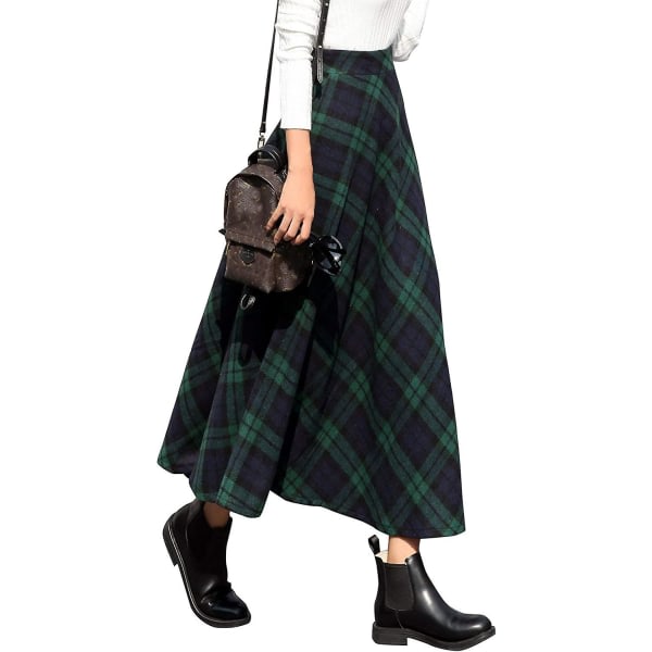 SQBB Dam Maxikjolar Tartan Ull Lång Varm med resår i midjan Plus Size