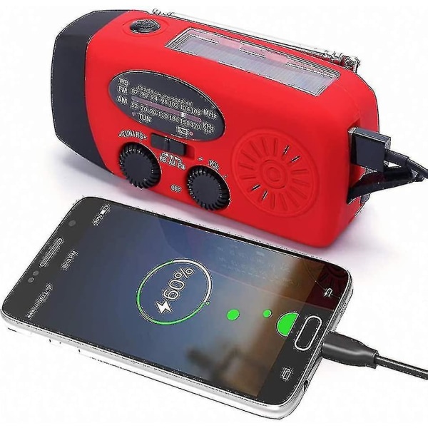 Fm/am/noaa Väderradio Handvev Självdriven solenergi nödradio med 3 led ficklampor 2000mah Power Bank Smart Phone Laddare (bättre)