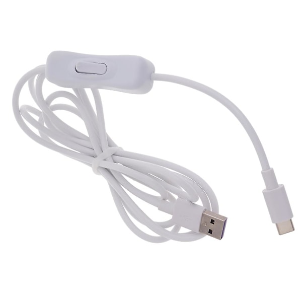 Høyhastighets hvit Type-c USB-kabel med på/av-knapp for telefoner og nettbrett [DB] 1m 1m