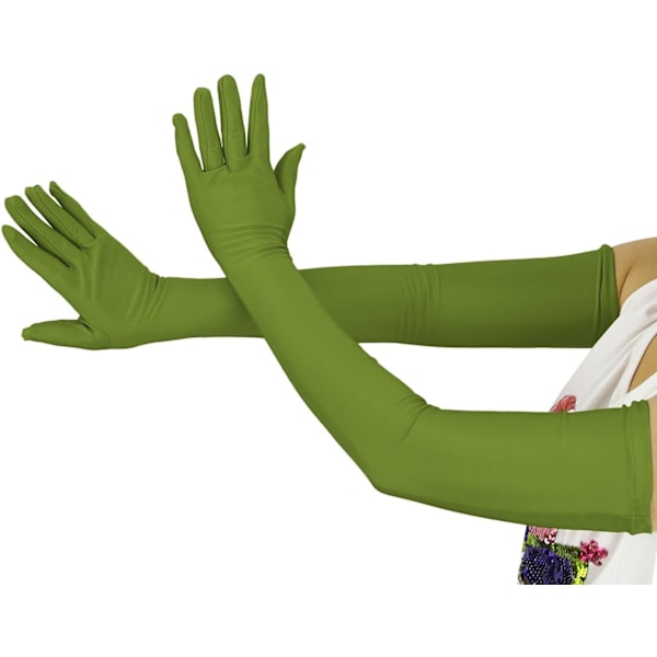 20,1 tum långa stretchspandexoperahandskar, över armbågen (svart) Army Green Large
