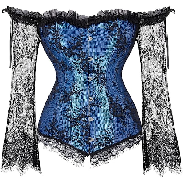 Korsett for kvinner Overbust Bustier Top Gothic Sexy Shoulder 8127blue M 8127blue M