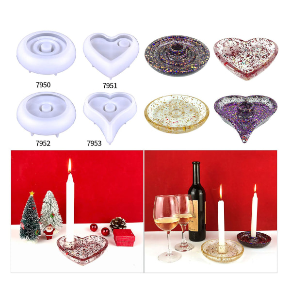 Mould ljushållare, ljushållare Hjärtformad epoxiharts för ljushållare, bricka, smyckesorganisator