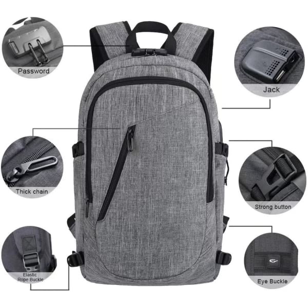 Stöldskydd laptop ryggsäck med USB dator ryggsäck skola SQBB