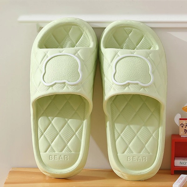 Pallene Tjock Botten Utskrift Tofflor Kvinnor Söt Cartoon Björn Hem Sandaler Inomhus Eva Mjuk Badrum Slides Par Strandskor Green1 40-41(fit39-40)