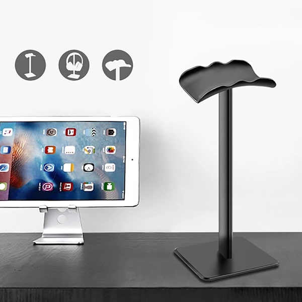 Aluminiumlegering Hodetelefonstativ Holder Plassbesparende Gaming Headset Stativ Rack Skrivebord Organizer Display Hodetelefon Henger Belte Hvit