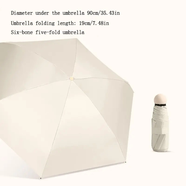 Kapsel Paraply Soligt Och Regnigt Dualuse Regnbeständigt Vind-Tålig Solskydd Utomhus Resa Bärbar Mini Paraplyll G586 Beige