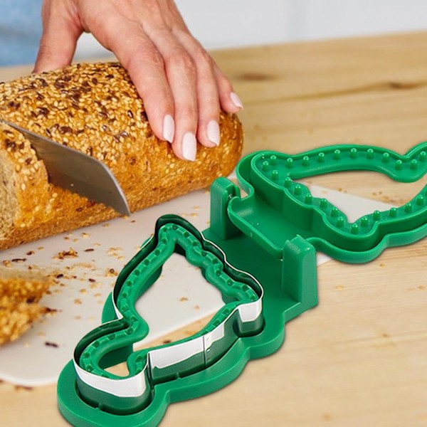 Dinosaur Sandwich Cutter for Kids - Crustless Sandwich & Biscuit Sealer, Green Green