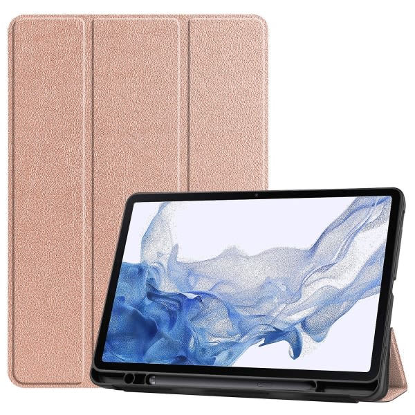SQBB För Samsung Galaxy Tab S8 Tpu+pu Läder Trifold Stand Auto Sleep/Weke Funktion Tablettskydd Cover med pennhållare - svart Rose Gold ingen
