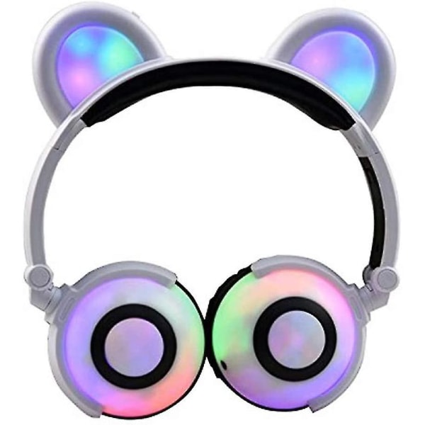 SQBB Bear Ear-hörlurar,cat Ear-hörlurar Fällbara spelheadset-hörlurar med ledblixtljus för Io
