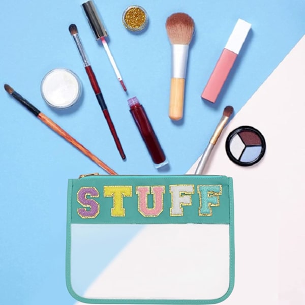 Chenille Bogstav Taske Klar Flad Ting Taske Makeup Pung Multi-Purpose Kosmetiske tasker med lynlås til kvinder rejser fitness strand kosmetiske tasker