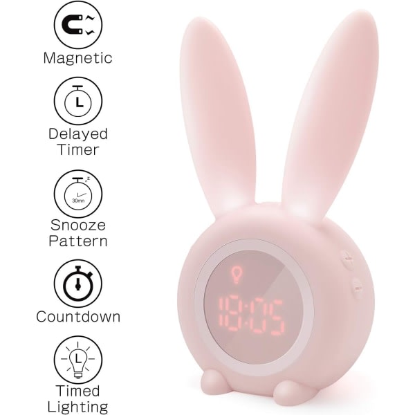 Ljus väckarklocka för barn Cute Rabbit Wake Up SQBB