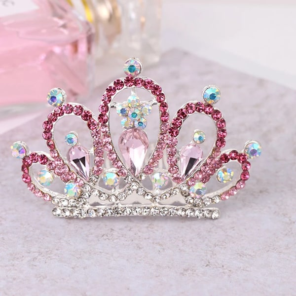 Piger Børns Hår Smykker Tilbehør Mini Sød Krystal Rhinestone Prinsesse Krone Hår Kam Fødselsdagsfest Tiaraer Hårbånd 12