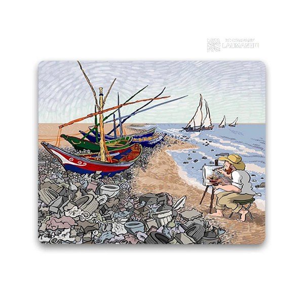 Liten musematte Tegneserie Van Gogh Illustrasjon PC Gamer-skap Tangentbord Skrivebordsmatte Datorspillstilbehør Musematte Animematter ZY003229 30x35cm