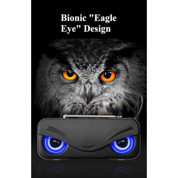 Bluetooth-högtalare Dual Speaker Lighting Portable Card Radio (svart),