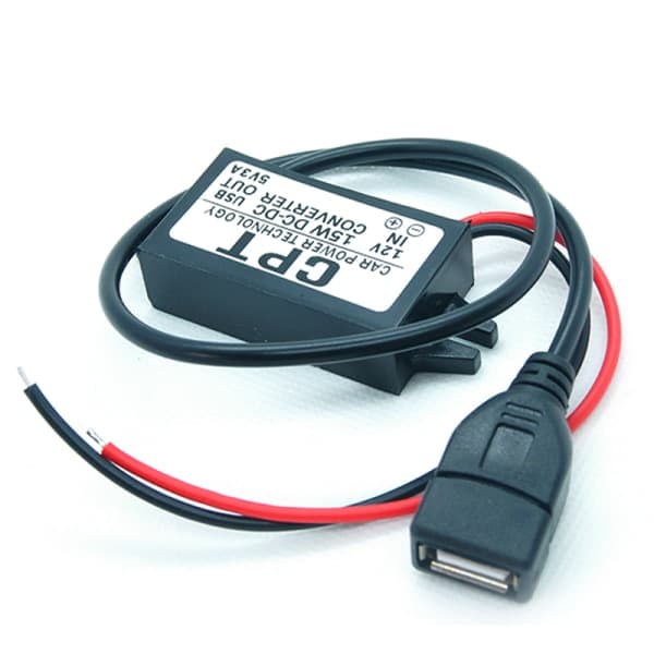 DC-DC-omvandlarmodul 12V till 5V USB utgångsströmadapter 3A POWER Svart – max