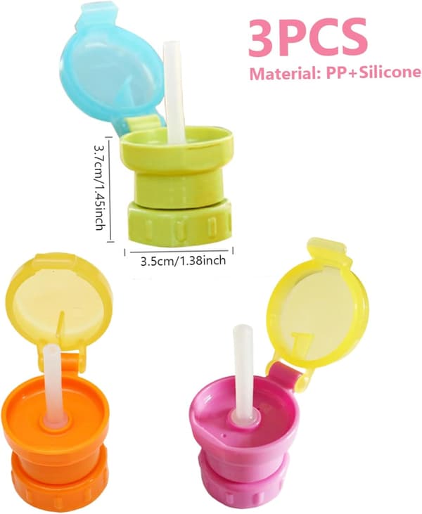3 stycken halmlock Portable Anti-Suffocation Straw Lids Clamshell Straw Adapter Spill-Proof Lock för de flesta flaskor Straw Dispenser