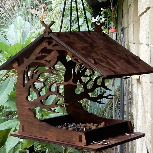 SQBB Vintage trä Attraktiv träfågelhus fågelmatare Utomhus trädgårdsdekoration|Fågelburar och -bon