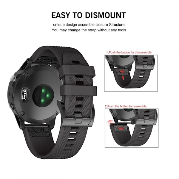 Tech-Protect Garmin Fenix 26 mm Armbånd Smooth Svart 40