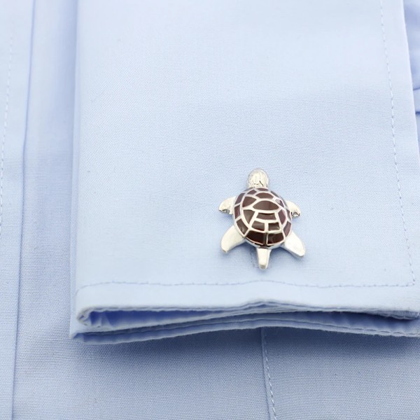 Herre Skilpadde Mansjettknapper Kvalitet Messing Material Grønn Farge Mote Turtle Mansjettlenker Engros & Detaljhandel Sort