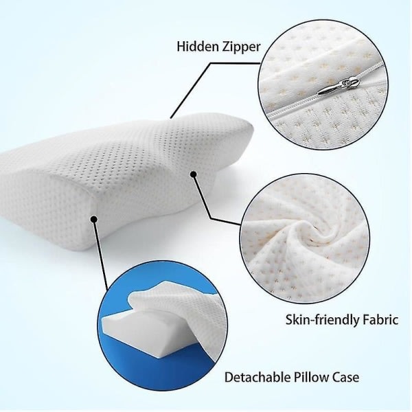 SQBB Ortopedisk Memory Foam Kudde 60x35cm Slow Rebo Mjuk Memory Sovkuddar Fjärilsformad Relax Livmoderhalsen För Vuxen 50x30cm ny