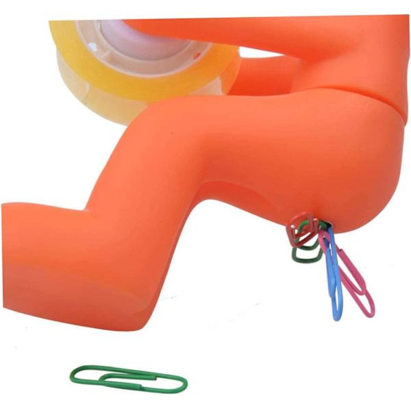 Sjov tapeholder til skrivebord, kontorartikler, stationær rumpe, tape dispenser med papirclips, orange kontorartikler