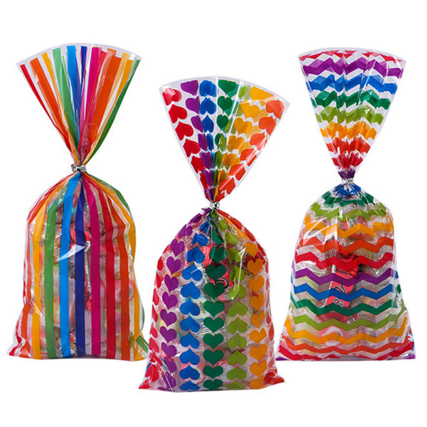120st Rainbow Stripes Godispåsar OPP cellofanpåsar Gift S