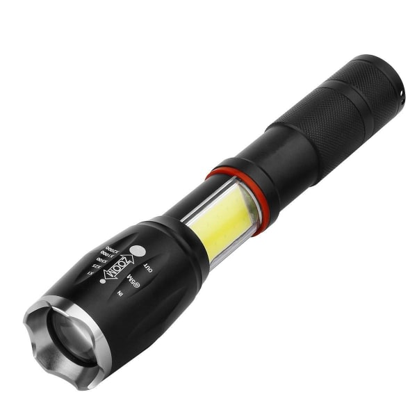 Ficklampa med zoom, 6 ljuslägen - 9W svart