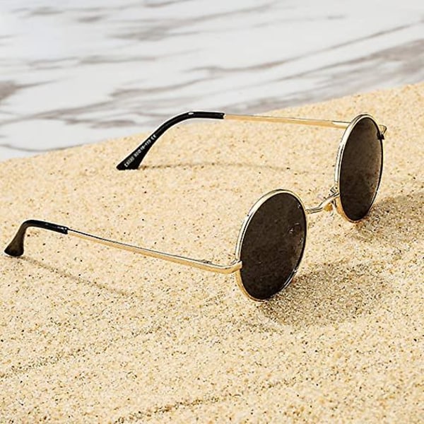 SQBB Retro små runda polariserade solglasögon för män kvinnor John Lennon Style