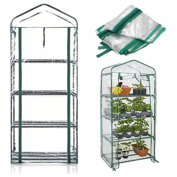 Kasvihuonesuoja puutarhaan 4 tasoa 160x69x49cm Kestävä kasvisuoja Hyönteisten torjunta
