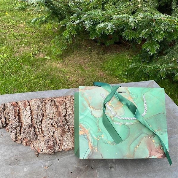 2 stk gaveposer i papir med rosettband, gaveposer med håndtak for bursdag, bryllup, jul