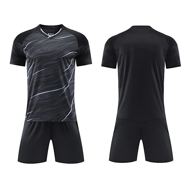 Barnefotballdrakter Herre Gutter Fotballklær Sett Kortærmet Barnefotball Uniformer Voksne Barn Trening Treningsdrakt Jersey Svart 5XS Black 5XS