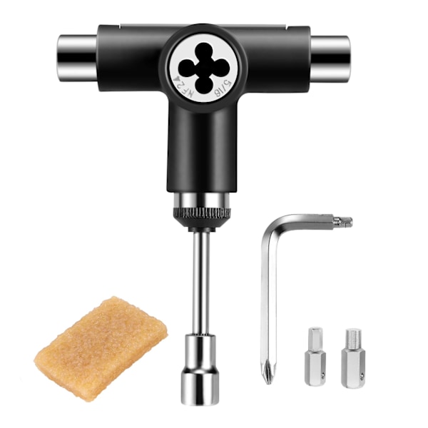 Skate Tool Allt-i-ett multifunksjons Ratchet Skateboard Tool med Skateboard Griptape Eraser Kit