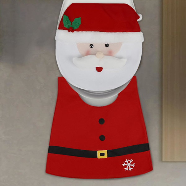 Joulu WC-istuimen peitesetti - Juhlava Joulupukki kylpyhuoneen matto ja peite Santa Claus
