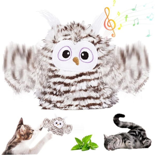Flappy Bird Cat Toy Auto Slår kvittra uggla kattunge leksak med catnip interaktiva kattleksaker laddningsbara roliga rörliga kattleksak