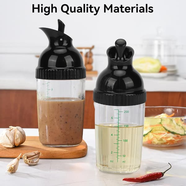 Salaattikastikepullo, 200 ml / 7,03 oz Salaattikastikepullo Kastikepullo Maustesekoitin Maustepullo kaatonokalla_max Black