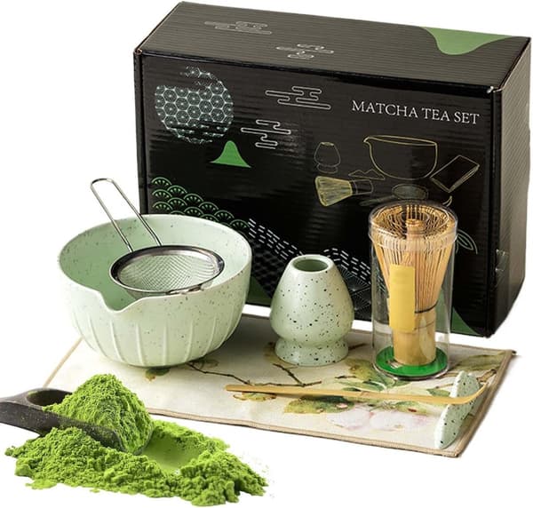 Matcha-set - Set om 7 - Matcha startkit - Matcha-visp - Det perfekta setet för traditionell matcha - Bambu - Vackert förpackat - B