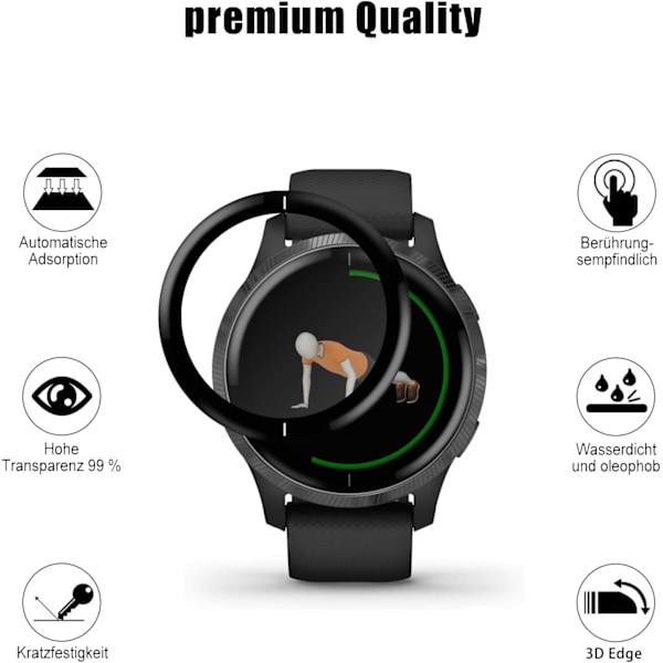 3-pack Garmin Venu -kellolle kaareva 3D pehmeä kalvo koko näytön komposiittimateriaali kalvo