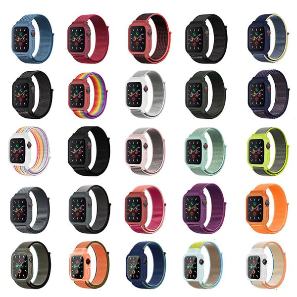 SQBB Nylon för Aapple Watch Armband Apple Iwatch Integrated Strap 4567se Apple Strap#tyx005 Black 42or44or45MM