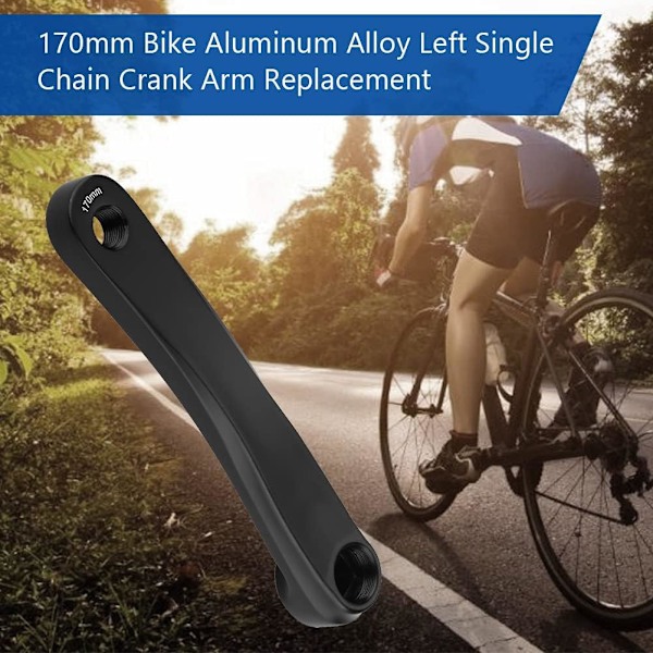 Keenso Universal cykelkrank 170 mm venstre aluminiumlegering cykelkrank til enkelt kæde Svart Square Hole