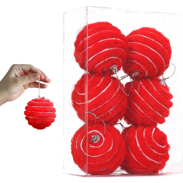 Plush-joulukuulat, koristeelliset koristeet joulukuuseen 8 cm red