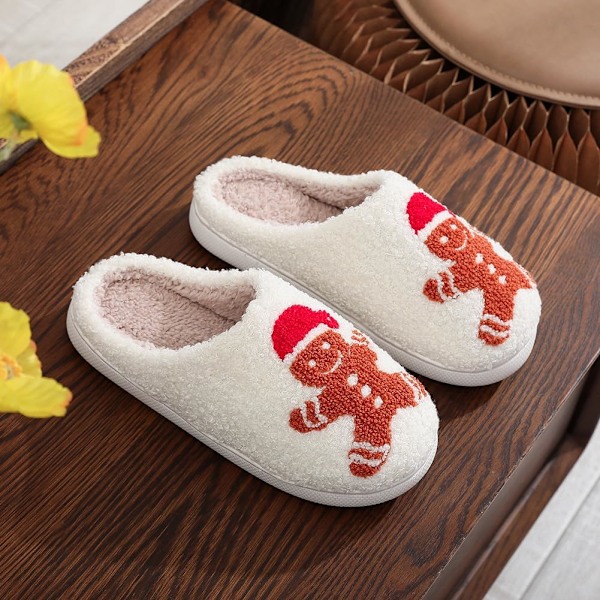 Elk Plys Jule-Tøfler til Mænd og Kvinder, Komfortabel Design Red Pearl D 42/43 EU