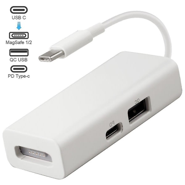 SQBB Usb-c Magsafe-adapter 3 i 1 Typ-c till Magsafe 1/2-konverteradapter för bärbara datorer Bärbara datorer Smartphones Vit