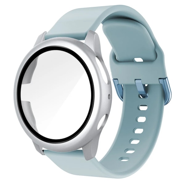 20 mm rem til Samsung Galaxy Watch 4/5/6 40 mm 44 mm rem til Galaxy Watch Active 2 40 mm 44 mm beskyttende stødabsorberende lyseblå sølv Active 2 44 mm