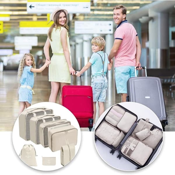 Lollanda Organizer för Resväska - 7 delar - Väskor för Resa Beige