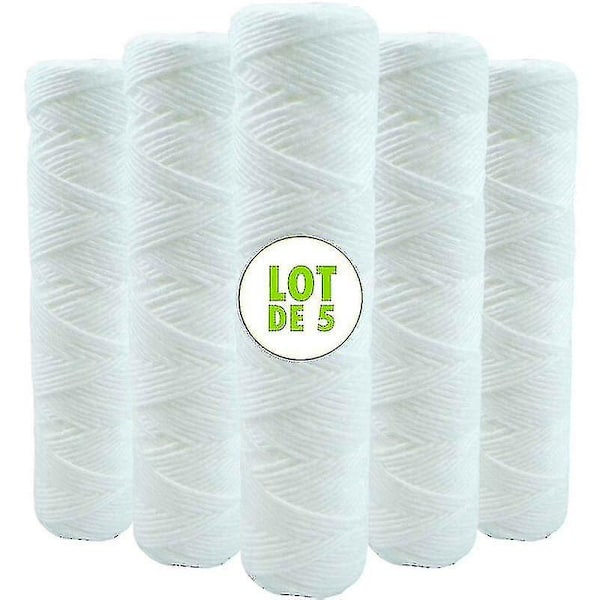 Set med 5 antisediment-filterpatroner 9 tum 3/4 - 20 mikron, kompatibel med 10 tums filter, produsert i Frankrike - Shlm